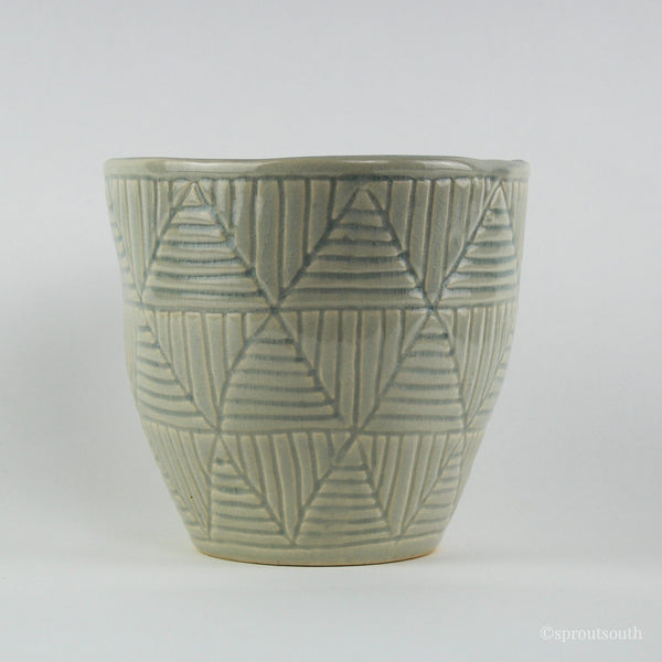 Geometric Lines Teal Planter-SproutSouth-Planter