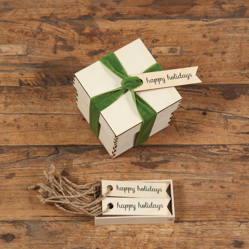Happy Holidays Wooden Gift Tags-SproutSouth-Stationary
